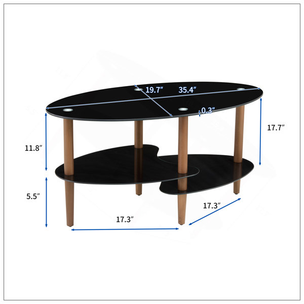 Latitude Run® Transparent Oval Glass Coffee Table, Modern Table In ...