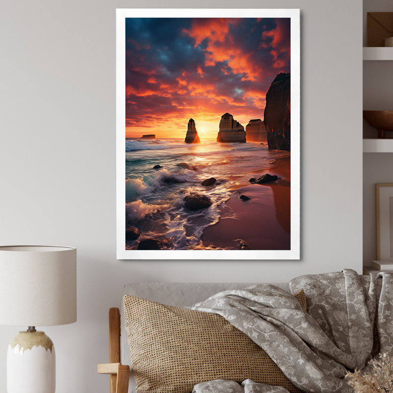 Australie, douze apôtres majestueux II sur toile, H 20 po x l 12 po x P 1 po, Cadre photo blanc