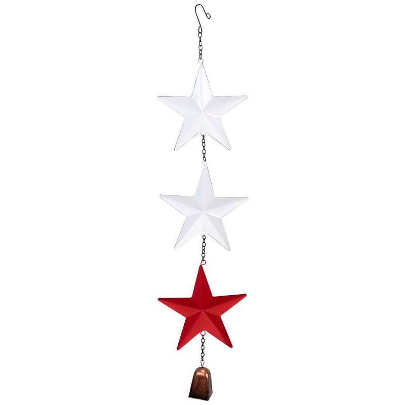Décoration carillon en métal en forme d'étoile et cloche en métal - 26 po