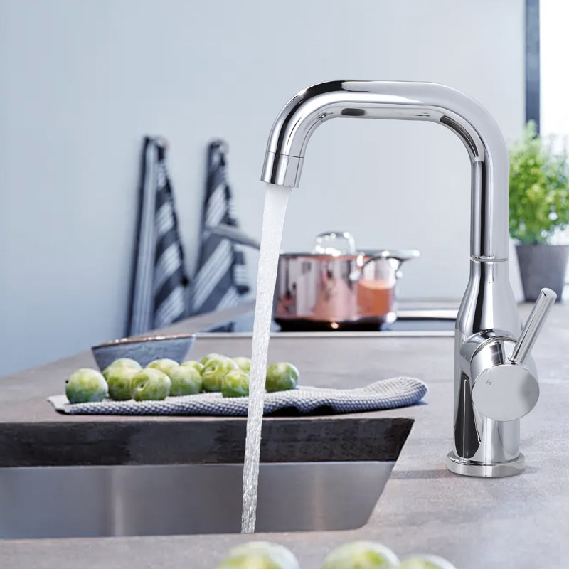 Stainless Steel Kitchen Faucet High Arc Bar Faucet With Supply Lines, Polished Chrome