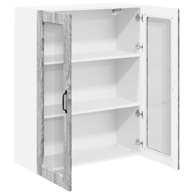 Vidaxl Kitchen Wall Cabinet Brown Oak 60 X 31 X 100 Cm Engineered Wood, 100cm H x 80cm W x 31cm D, Grey Sonoma