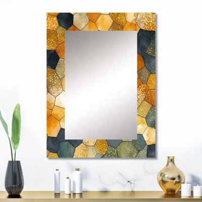 Coloré Hexagone II - miroir mural à formes abstraites, miroir décoratif moderne, impression d'art en métal