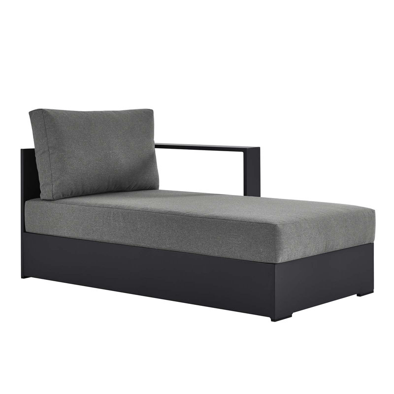 Gray Charcoal Aluminum Outdoor Left Arm Chaise Lounger