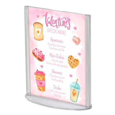  Porte-dépliant en acrylique transparent double face M&T Affiche 5 x 7 po - Présentoir de table de bureau pour les dépliants, les dépliants, les menus et la publicité | Organisateur de bureau ovale pour bureau, restaurant