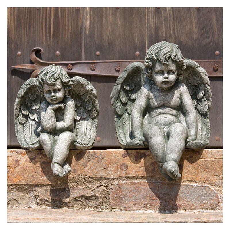 Sitting Medium Cherub Statue, Ferro Rustico Nuovo