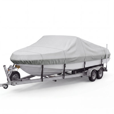 Housse pour bateau à coque en V de 4,9 à 5,6 m (16 à 18,5 pi) en tissu Oxford 210D avec revêtement PU et UV – Imperméable 9 600 Pa, sangles réglables et sac de rangement inclus, convient aux bateaux de pêche, aux bateaux de plaisance et aux runabouts jusqu’à 2,4 m (94 po) de largeur