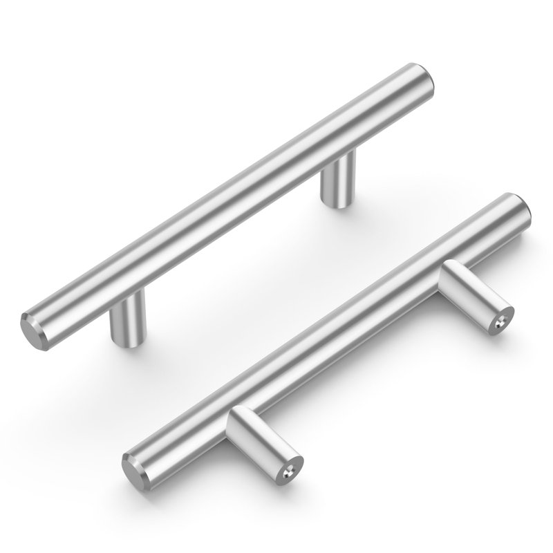 Poignées de bar pour armoires de cuisine, poignées de tiroir à noyau solide pour portes d'armoire, Chrome chrome, 3"