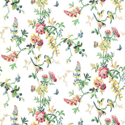 Chickadee Floral Wallpaper