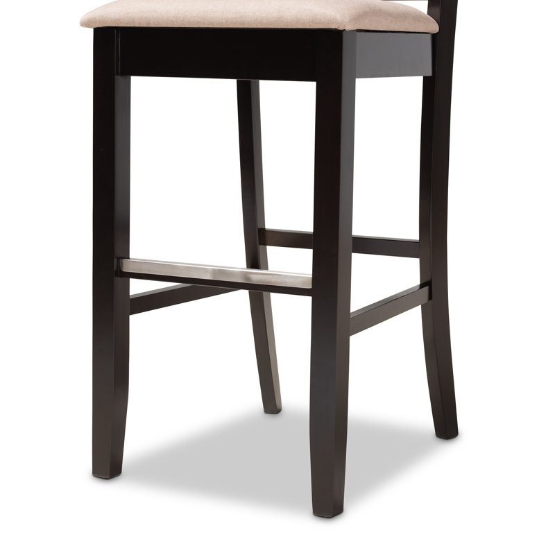 Upholstered Counter Stool with Metal Frame, Sand, Dark Brown