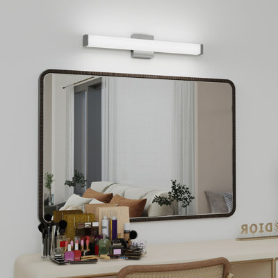 Luminaire de salle de bain carré en nickel brossé à DEL 25 po avec lumière blanche froide 14W 6000K