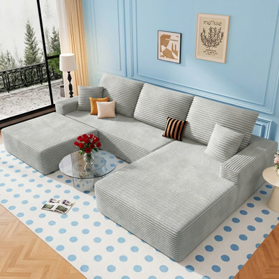 Canapé modulaire moderne de 108 po, canapés modulaires convertibles en forme de U, canapés rembourrés avec siège profond, canapé éponge adapté aux animaux de compagnie pour le salon, canapé-lit pour petit espace