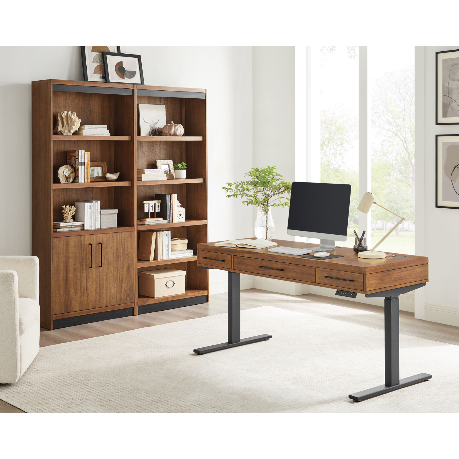 24" Adjustable Height Oak Standing Desk