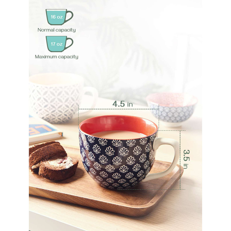 Ensemble de 4 grandes tasses à café 24 oz