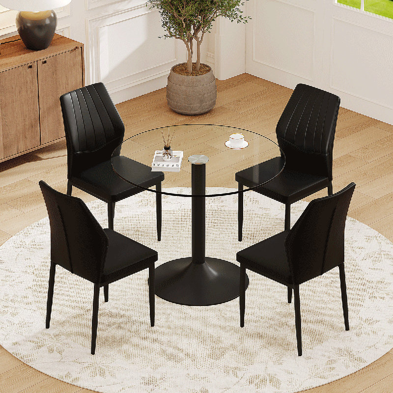 Ensemble de table de salle à manger 35 po, table de cuisine moderne et chaises pour petits espaces, Noir