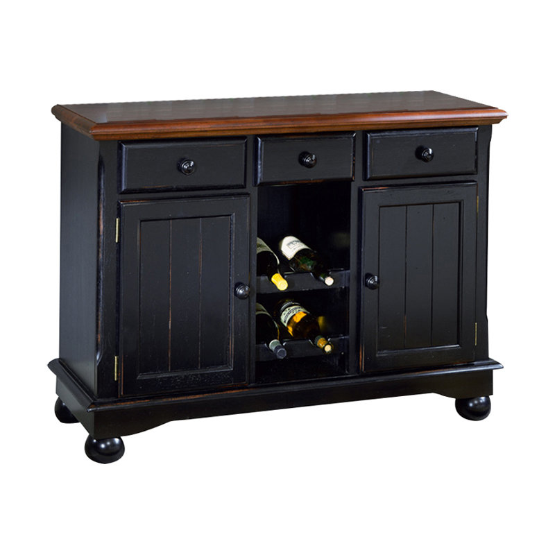 Letizia Solie Wood Server Sideboard, Oak/Black