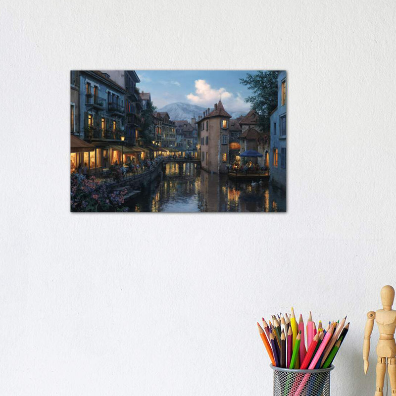 Evening in Annecy 1 Piece Wrapped Canvas Painting, 20.32 cm H x 30.48 cm W