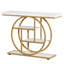 Console industrielle de 41,3 po, canapé d'entrée à 4 niveaux avec base circulaire, table d'appoint étroite moderne avec rangement pour le salon, le couloir, le vestibule, la finition blanche et dorée