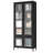 5 Shelves Display Cabinet With 4 Tempered Glass Doors For Bedroom - Black Waffle-Grids Metal Pantry, Storage