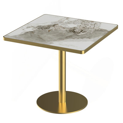 Square Modern Dinning Table 31.5 Inches Bistro Table Tulip Table With Faux Marble Top,Easy Assemble,Sturdy Metal Frame Diameter