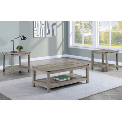 Ensemble de table basse 3 pièces avec table basse rectangulaire et deux tables de bout carrées assorties
