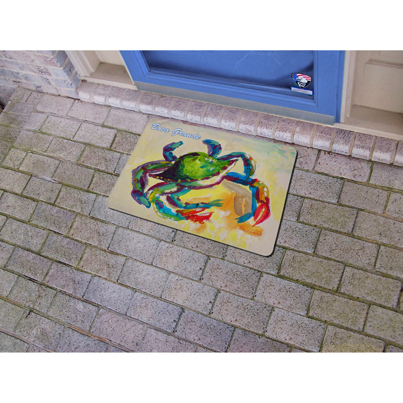 Tapis d'intérieur / extérieur antidérapant Liesl Crab, Rectangle 1 pi 6 po x 2 pi 2 po