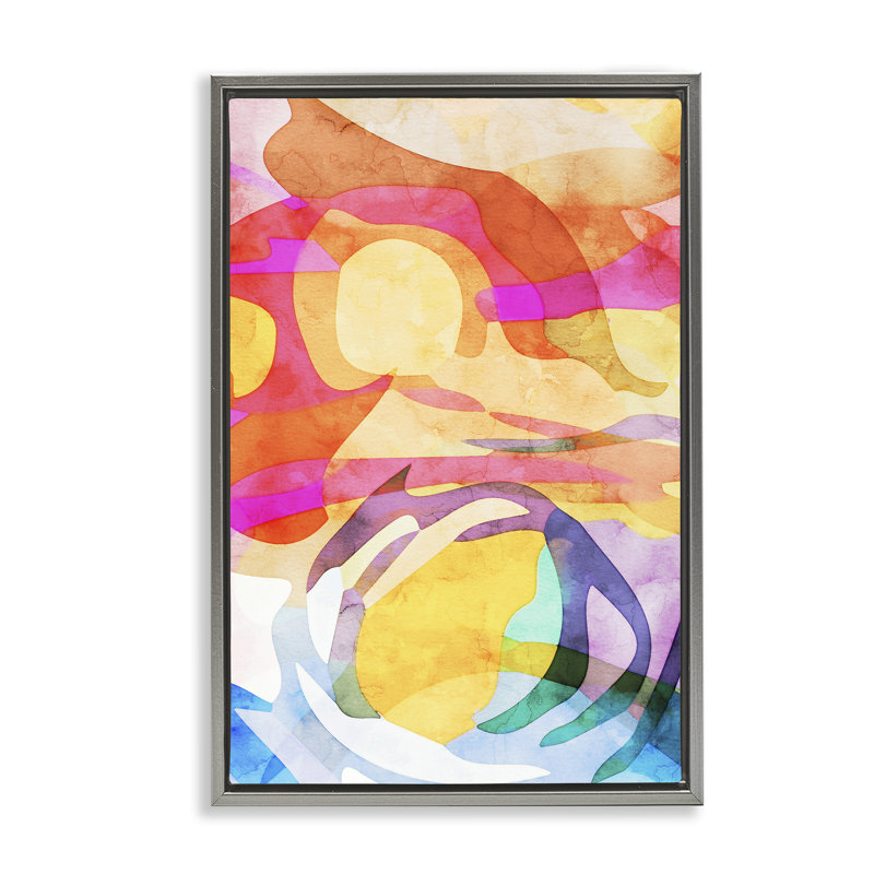  Toile flottante encadrée à formes superposées transparentes par Incado, H 31 po x l 21 po, Cadre flottant gris lustré
