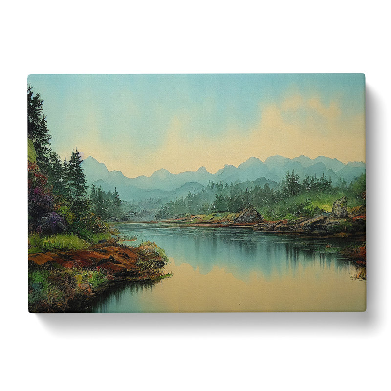 Traditional Forest River - Wrapped Canvas Painting, 50cm H x 76cm W x 3cm D