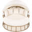 Lit de jour rond pour terrasse avec coussins confortables et auvent réglable, meubles pour porche de jardin, beige, toutes saisons, peut être divisé en 2 chaises
