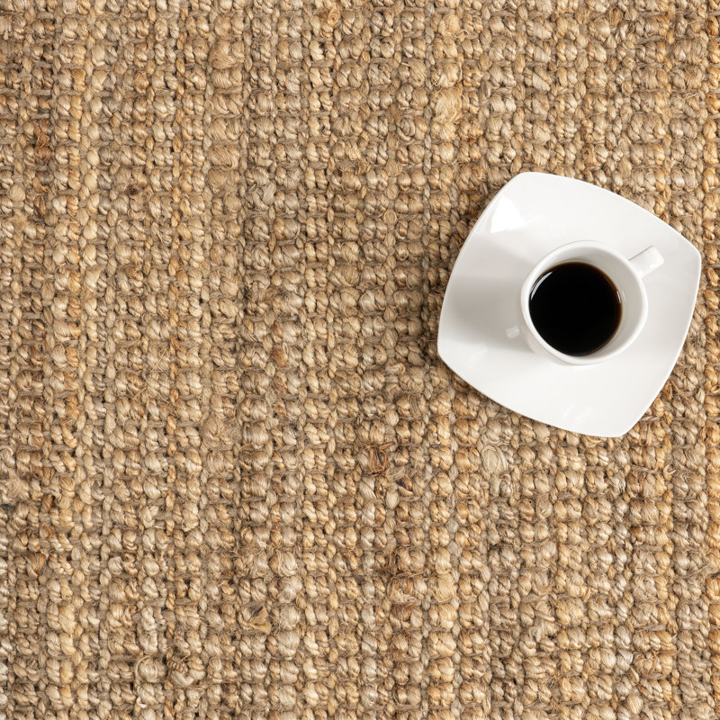 Isalena Handmade Flatweave Farmhouse Jute Area Rug in Natural, Oval 5' x 8'