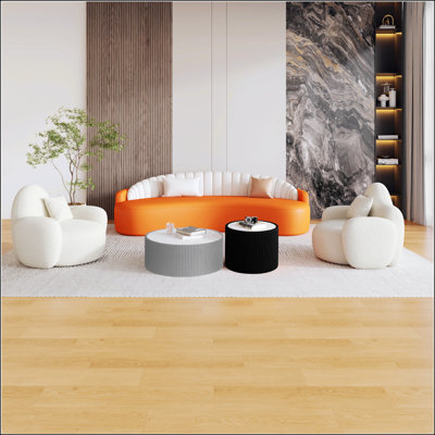 Dessus cylindrique en cuir clair ardoise