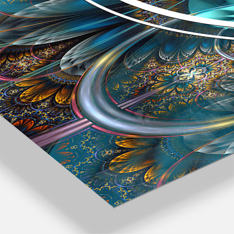 Fleurs bleues fractales - horloge murale moderne
