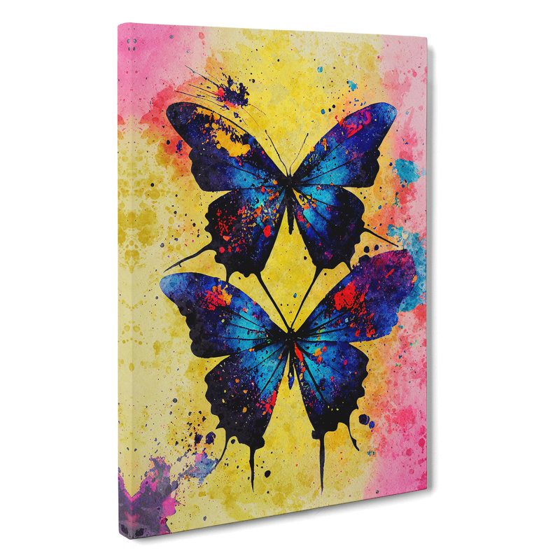 Butterflies Paint Splatter No.3 - Wrapped Canvas, 50cm H x 35cm W x 3cm D