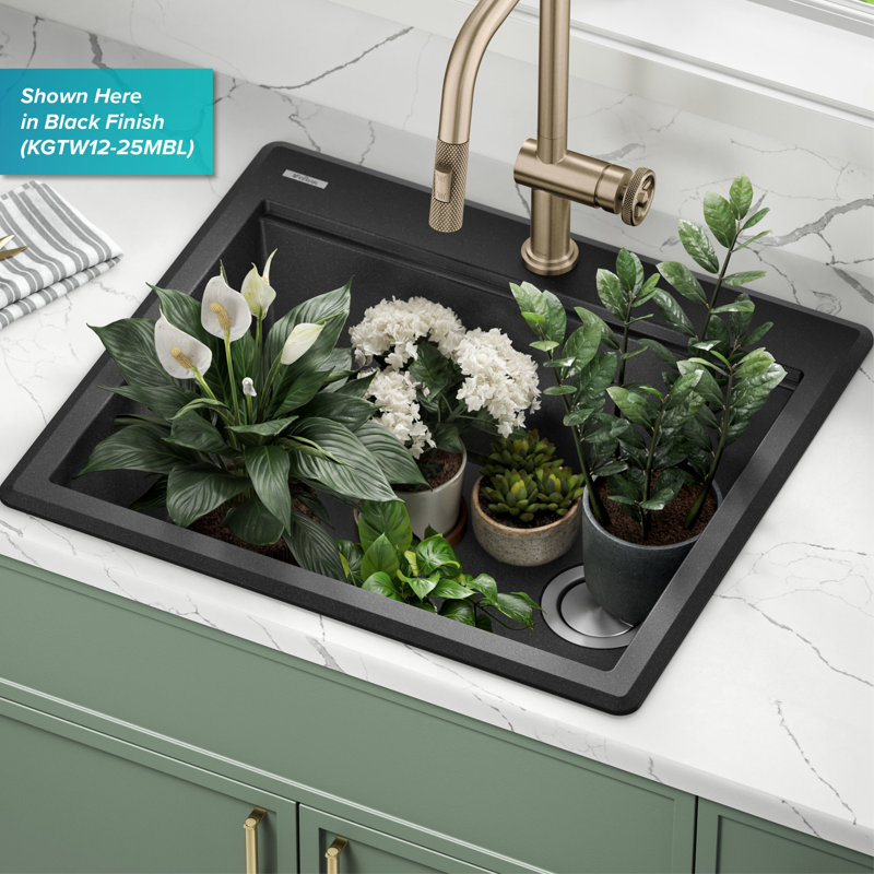 KRAUS Bellucci 25" Metallic Brown Granite Composite Workstation Sink
