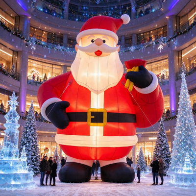 20FT Giant Inflatable Santa Claus, Heavy Duty 420D Oxford Blow Up Santa with LED Lights & Blower, Multi-Layer D-Rings, Metal Stakes for Yard, Mall, Commercial Holiday Display