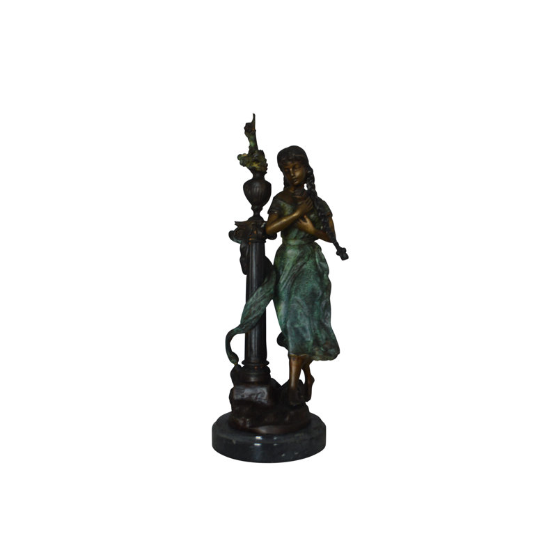 Aguon Les Amenes Beautiful Girl Bronze Statue - Size: 9"L x 8"W x 27"H.