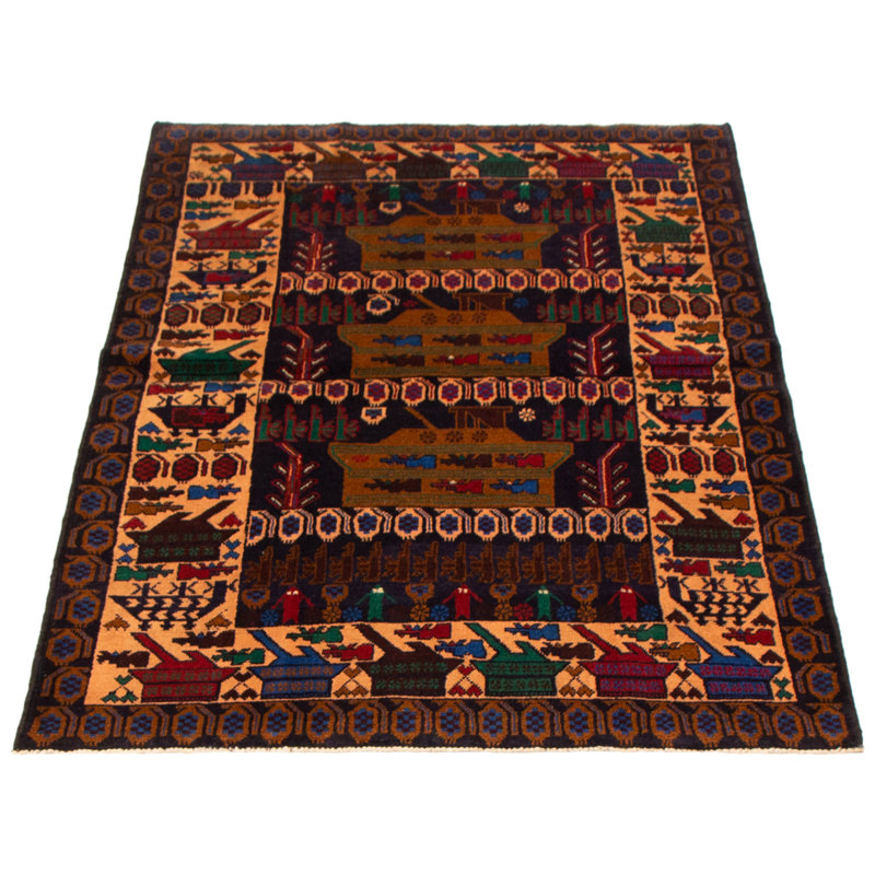 Tapis bleu marine foncé Rare War 4 pi 2 po x 6 pi 3 po