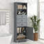 Grande armoire de rangement grise avec 3 tiroirs et tablettes réglables pour salle de bain, bureau, bureau et intérieur, panneau de fibres à densité moyenne avec finition peinte-1831939046