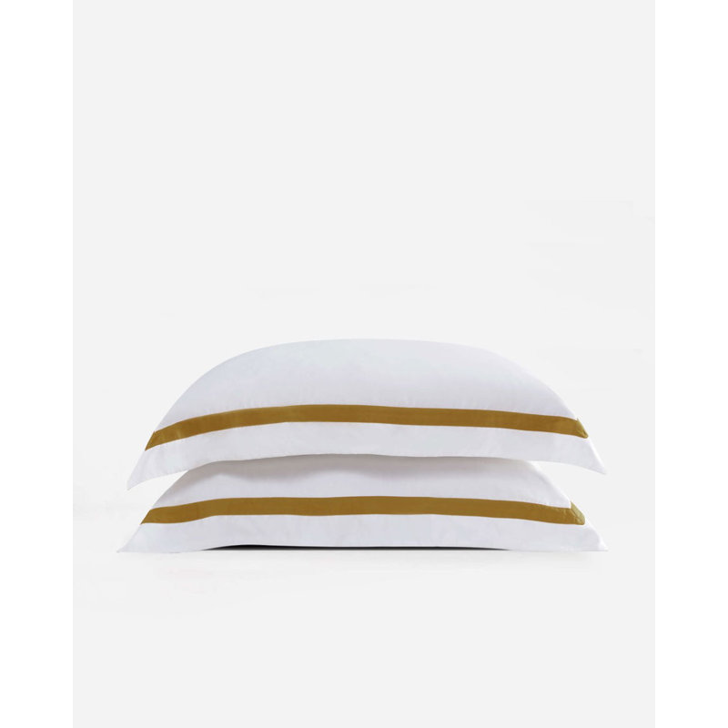 Frame Sham Set, White/Gold, King