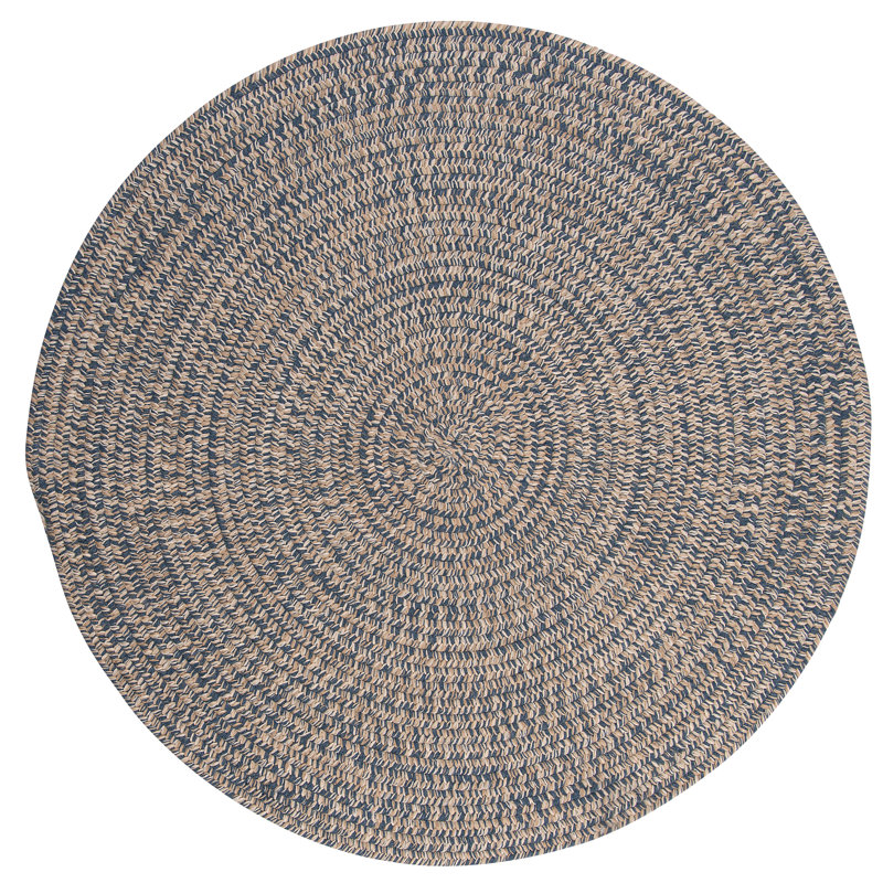 Tapis réversible en mélange de laine Bristow - bleu denim, Rond 7 pi