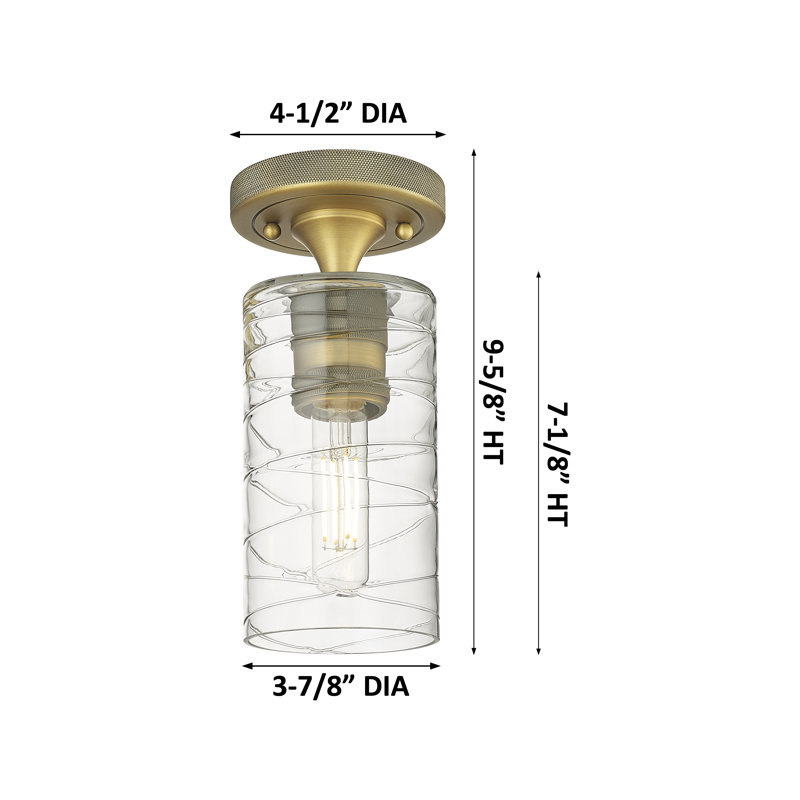 Plafonnier encastré 1 lumière Crown Point, Nickel satiné, H 7,13 po x l 3,88 po x P 3,88 po, Mercure