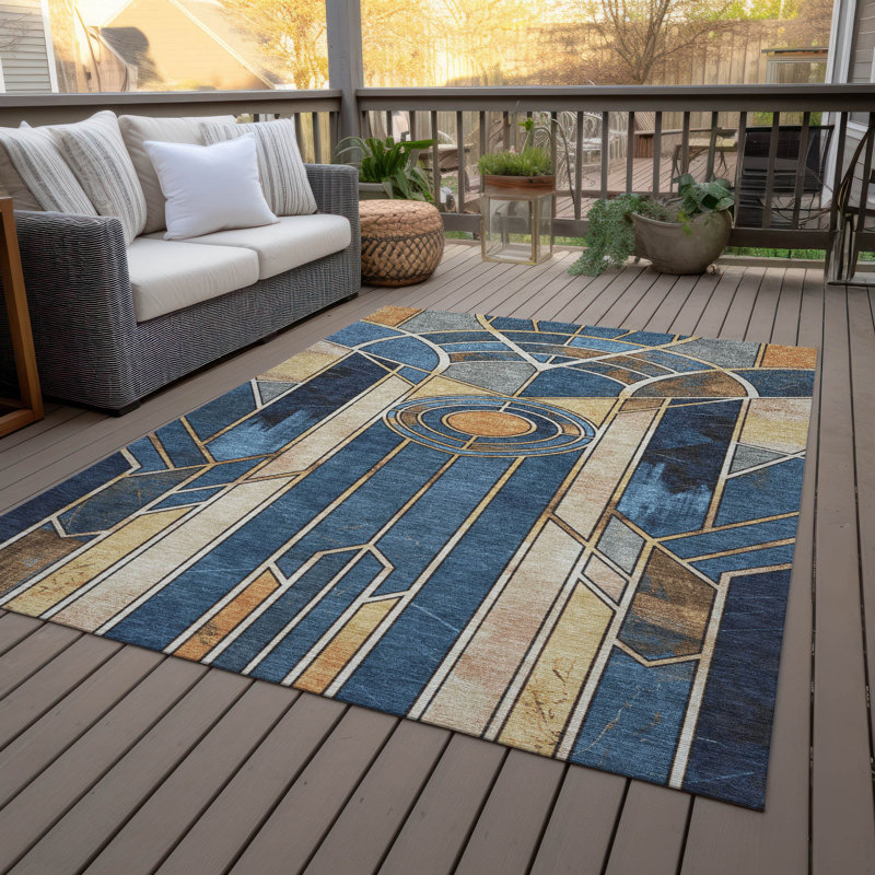 Machine Washable Indoor/Outdoor Kimberlin ACN2176 Geometric Rug, Rectangle 2'6" x 3'10"