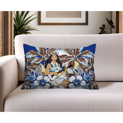 Oreiller rectangulaire réversible intérieur / extérieur Moana Palm