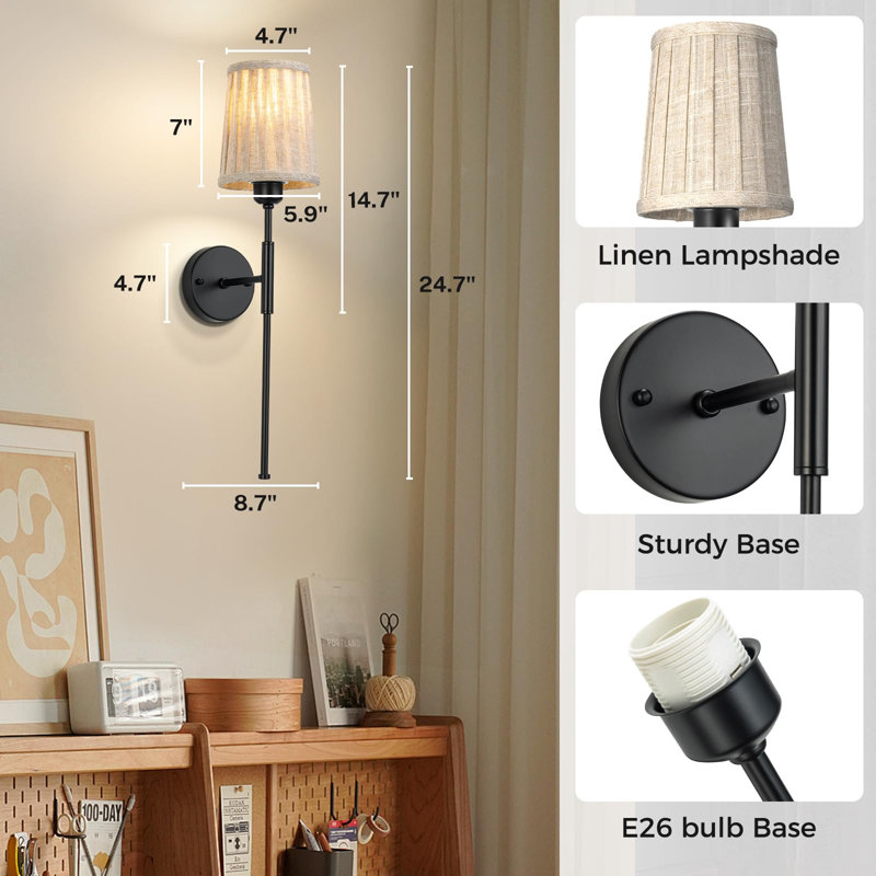 Battery Operated Wall Sconce, White, Matte Black