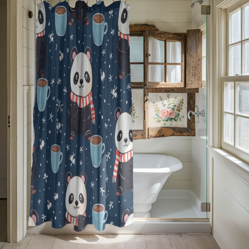 Rideau de douche Adorable Winter Panda - Premium, H 74 po x l 71 po