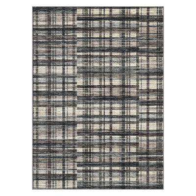 Modern Striped Area Rug Plaid Area Rug Washable Rugs Stain Resistant Easy Cleaning Non Slip Low Pile Floor Cover Ultra Soft Carpet For Home Decor