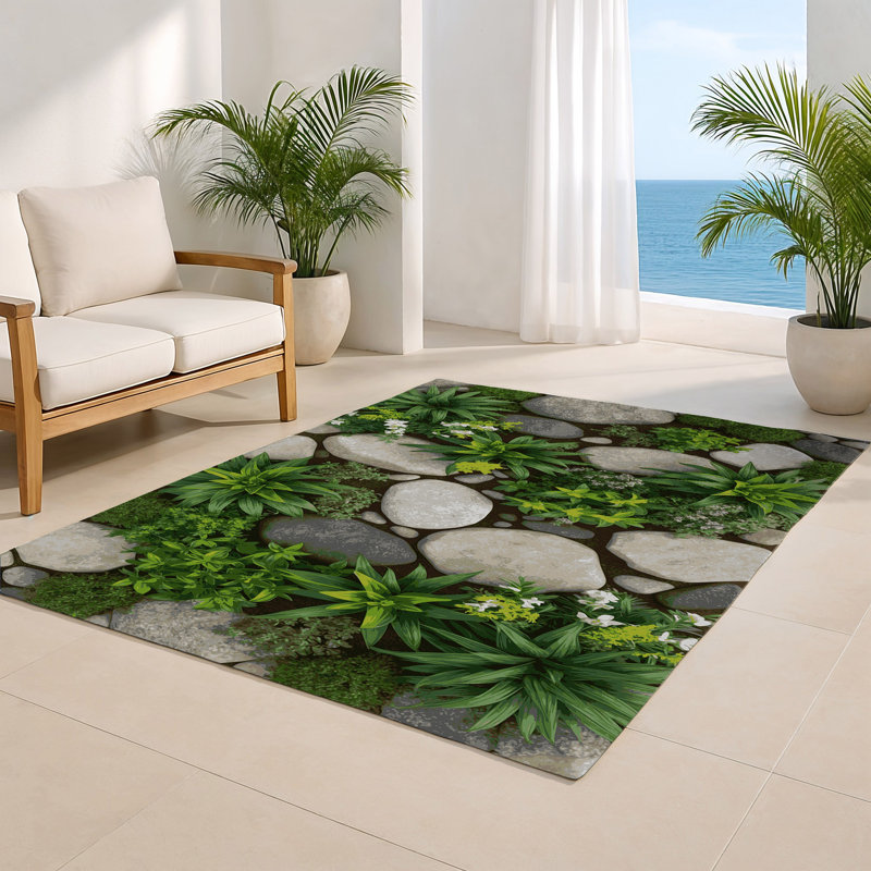 Tapis d'intérieur et d'extérieur vert Nature, Rectangle 4pi x 6 pi