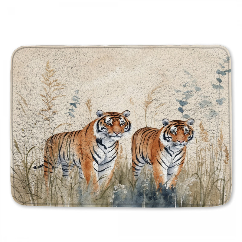 Tapis de bain Deux tigres dans l'herbe, L 24 po x L 17 po