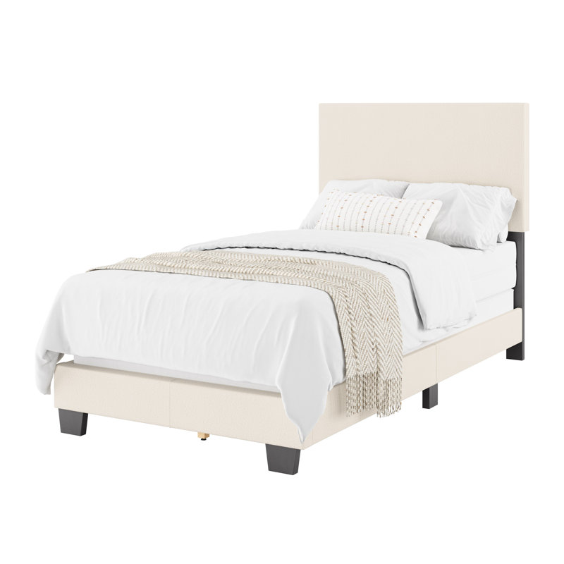 Lit tapissier Arlea, Beige Boucle, Simple