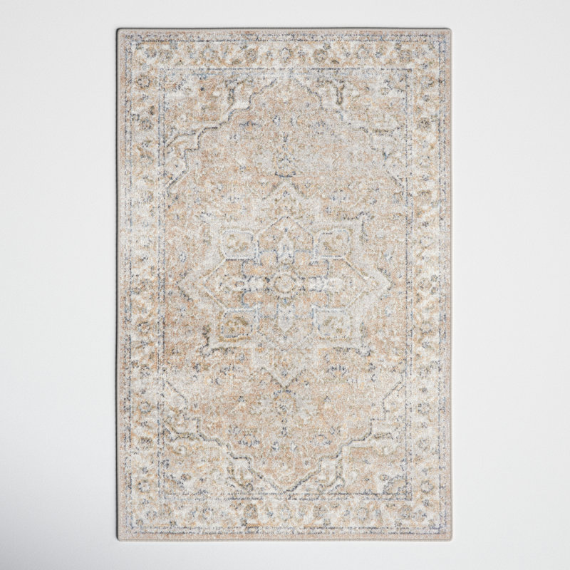 Tapis beige lavable à la machine Laleia, Rectangle 3 pi 3 po x 5 pi