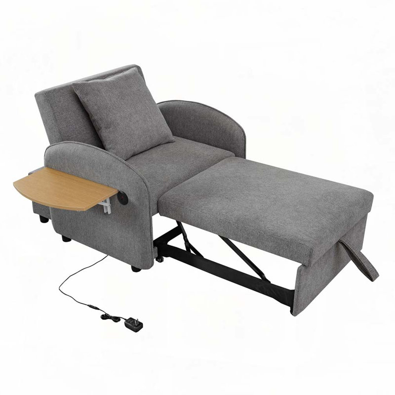 Canapé-lit convertible avec ports USB, Gris foncé